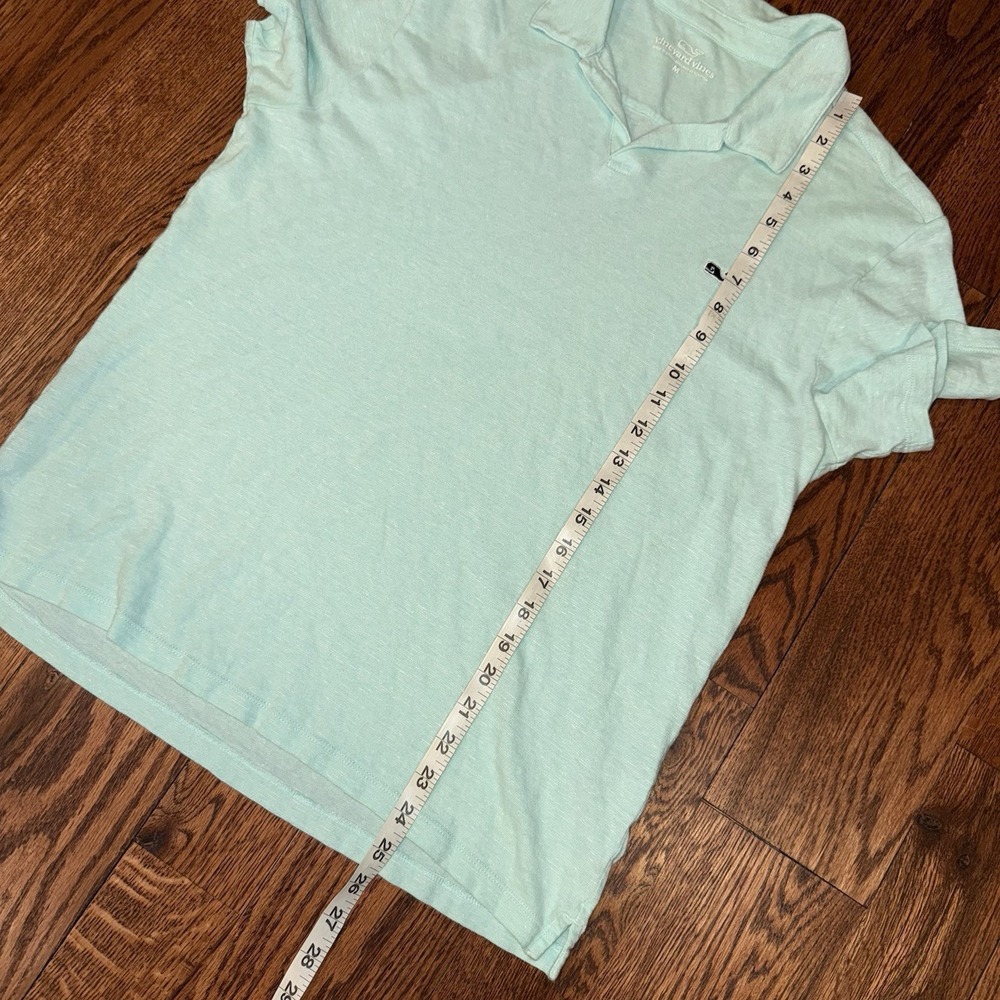 Vineyard Vines Johnny Collar Linen Cotton Blend Polo Men's Medium Light Green - Picture 4 of 5